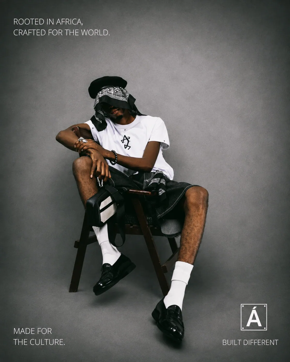 MAJEANSO campaign portrait in monochrome styling