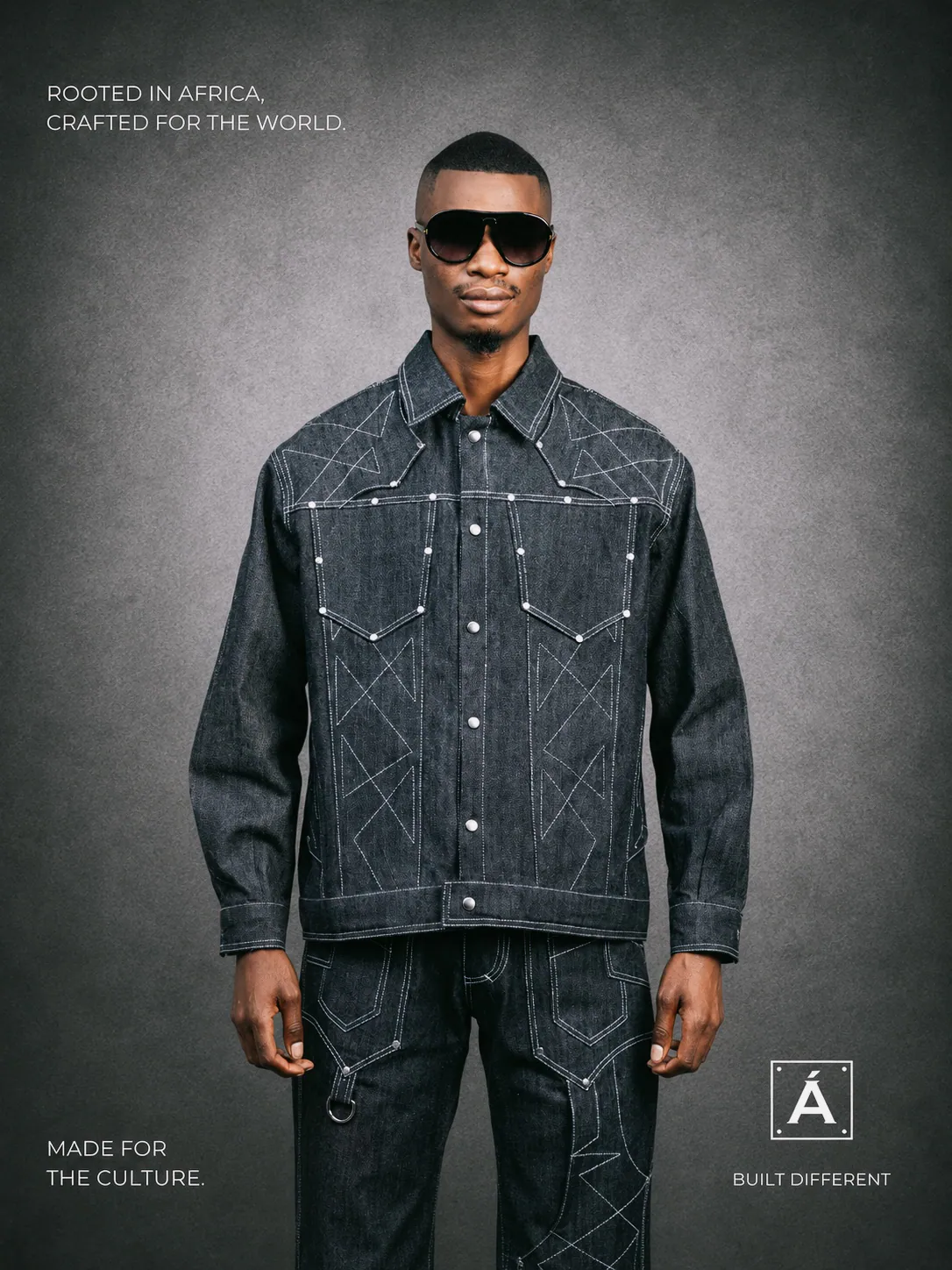 Close portrait of the MAJEANSO denim jacket