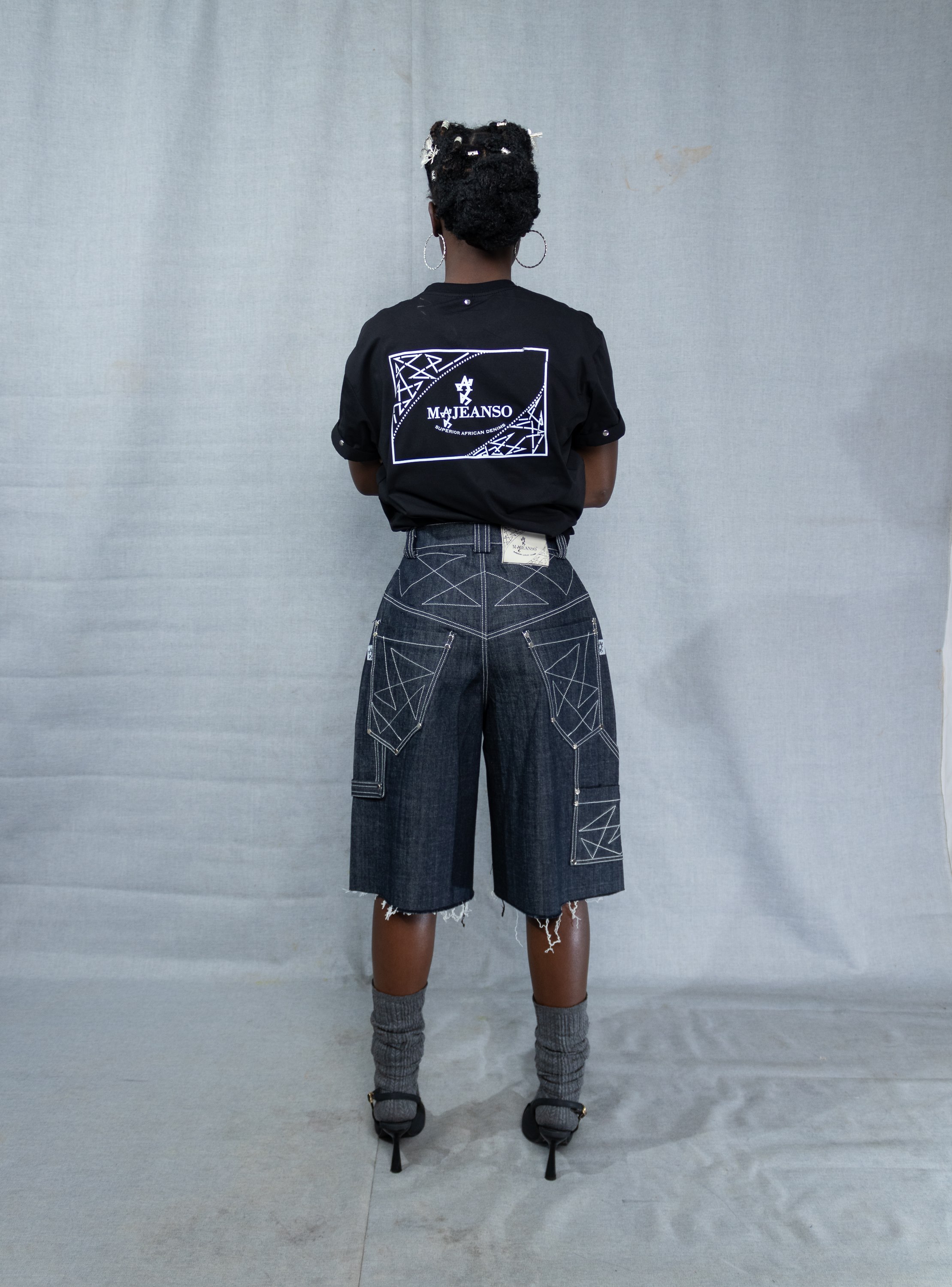 Geometry Denim Jorts, alternate view